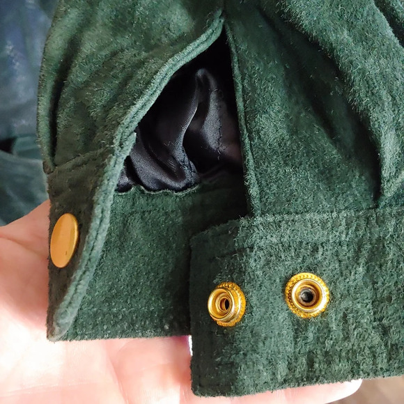 Vintage Wilsons Leather Green Suede Hooded Parka Jacket Size women's Medium - Picture 8 of 16